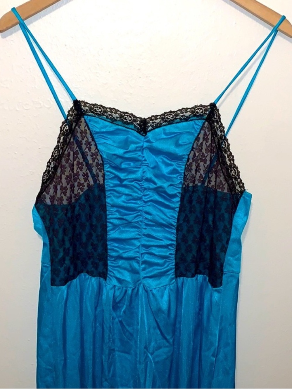 Vintage 80s Undercover Wear Blue Nylon Maxi Nightgown M Deadstock